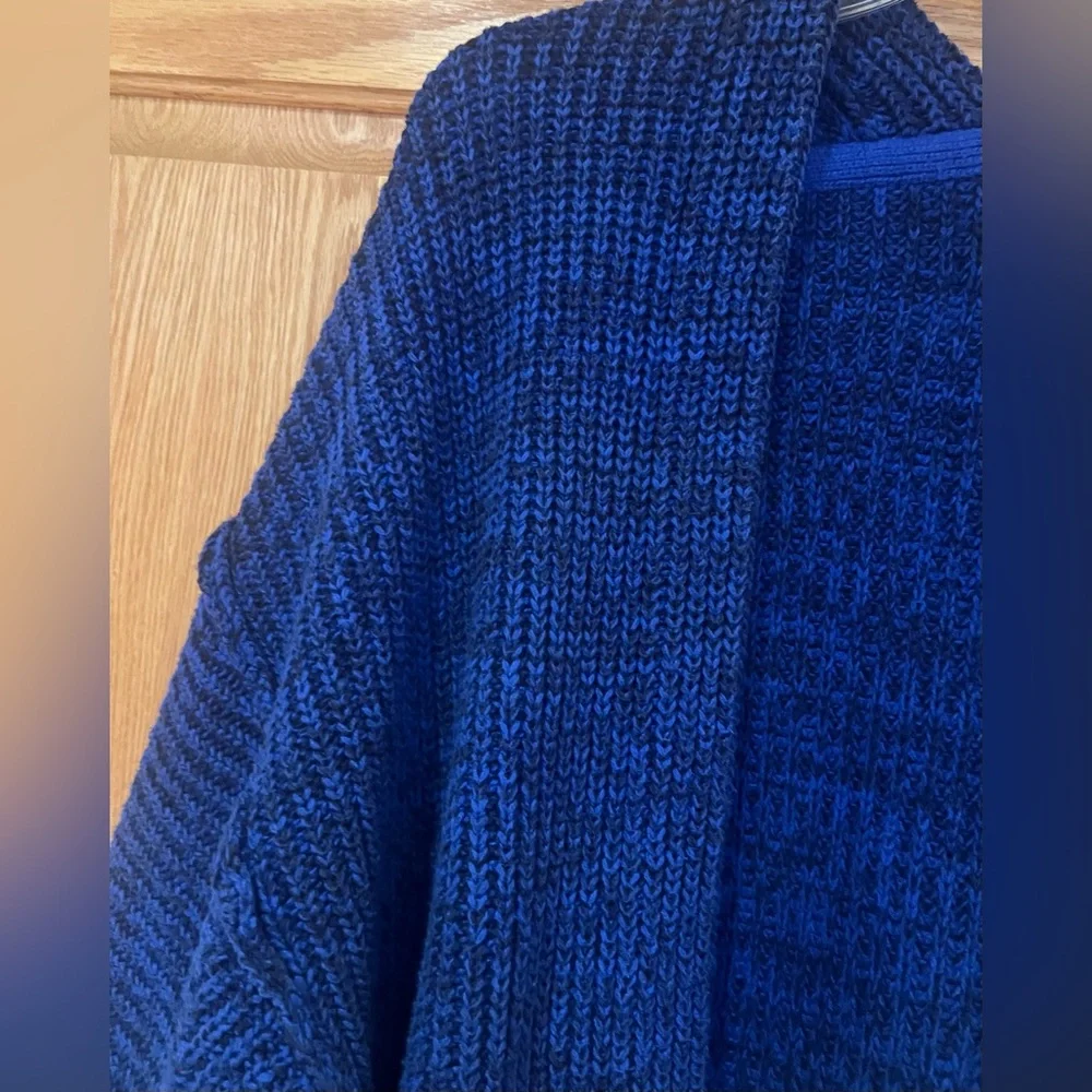 Free People High Hopes Chunky Knit Open‎ Front Cardigan in Blue Combo Size Large